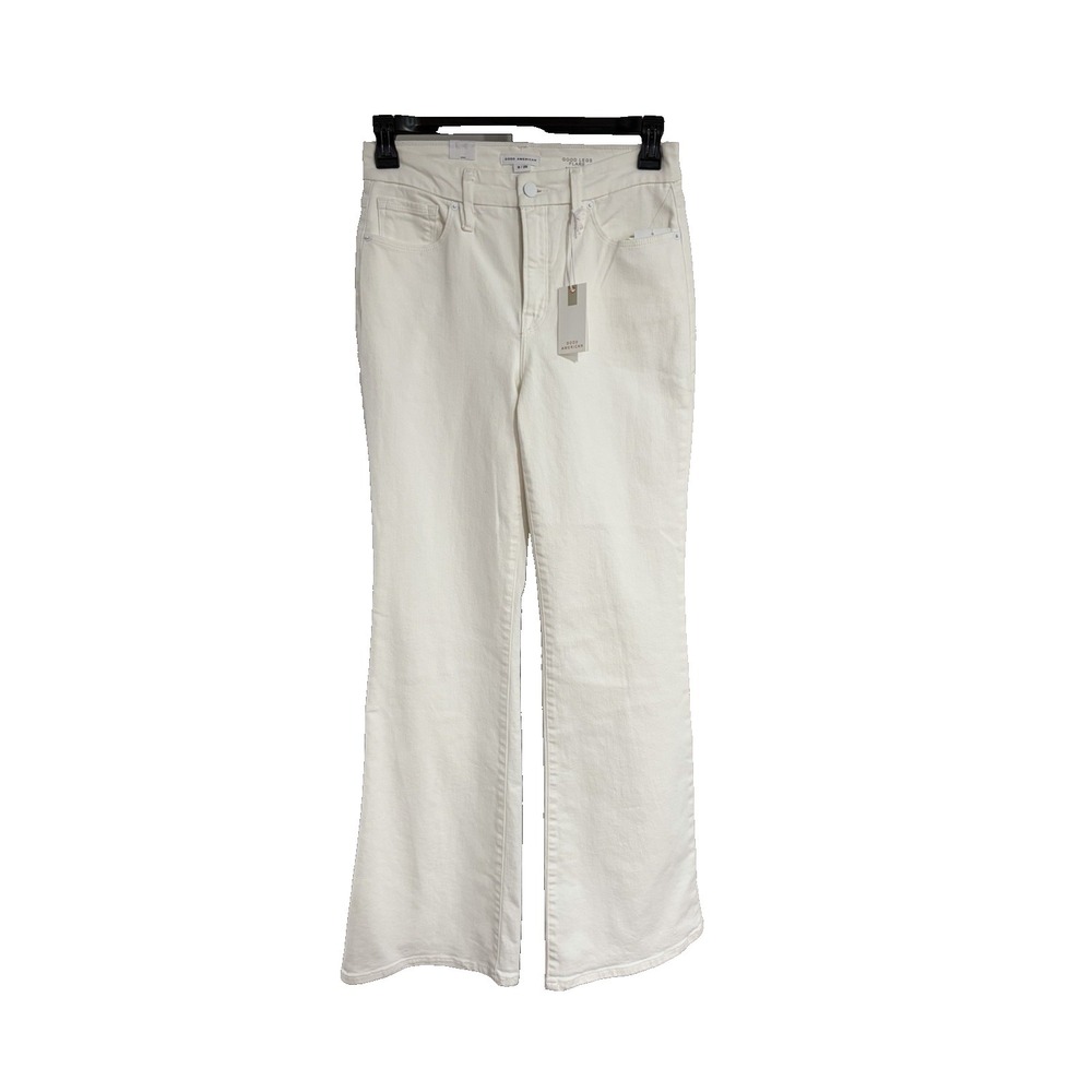 Good American Jeans white stretch denim GOOD LEGS FLARE skinny fit 8 NEW $149 A2